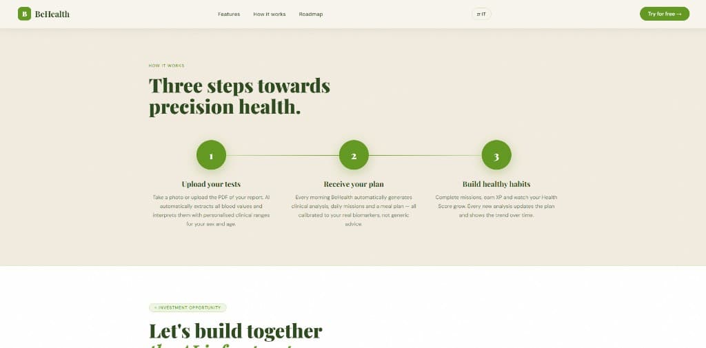 Three-step process from uploading tests to building healthy habits